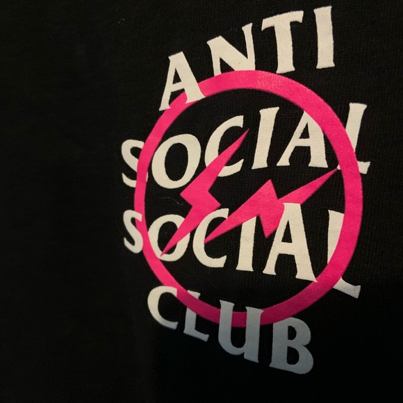 Anti Social Social Club x Fragment Pink Bolt Tee Size M - Picture 2 of 4